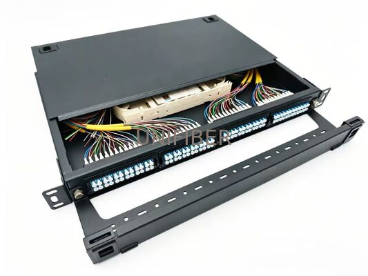 High Density 1U Rack Mount Enclosure, Tool-less Removable Top Cover, hold up 4 x LGX Cassetts, 96 Fibers(LC)