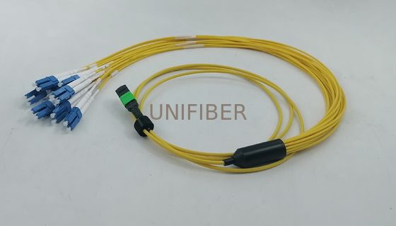 16 fibre MPO-16 APC (femminile) a 8 LC UPC Breakout Patch Cord per 800G a 8x100G connessione