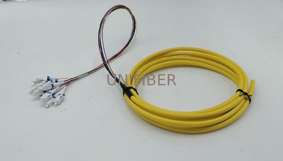 1.5m (5ft) Fibra Pigtail LC UPC 12 Fibre OS2 Single Mode 0.9mm Fanout Giallo